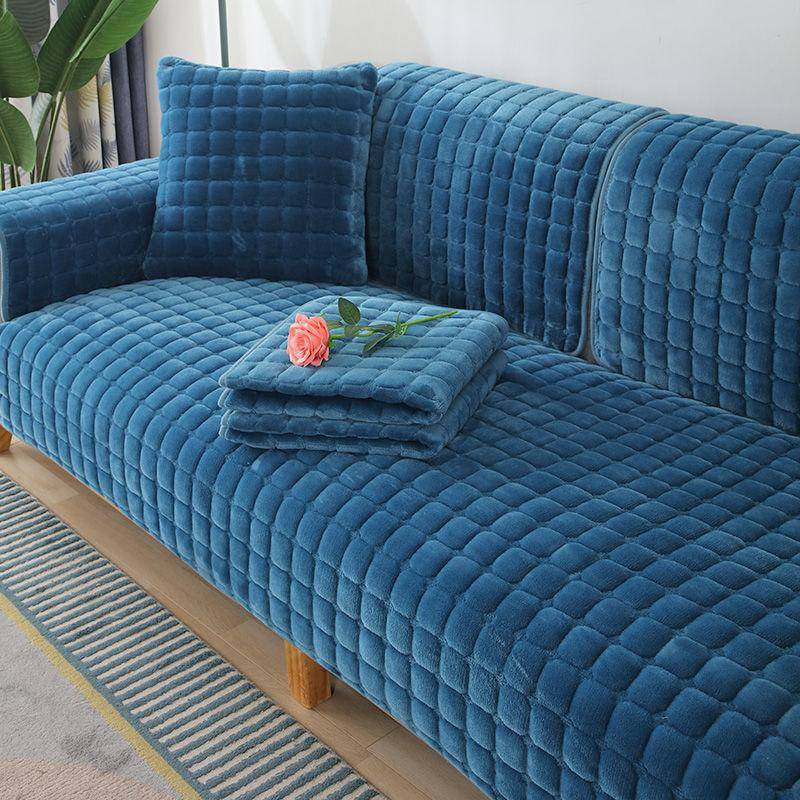 Winter Verdickt Flanell Sofa Kissen Rutschfeste Einfache Moderne Stoff Sofa Handtuch Abdeckung 90*210cm blau von Joom DACH