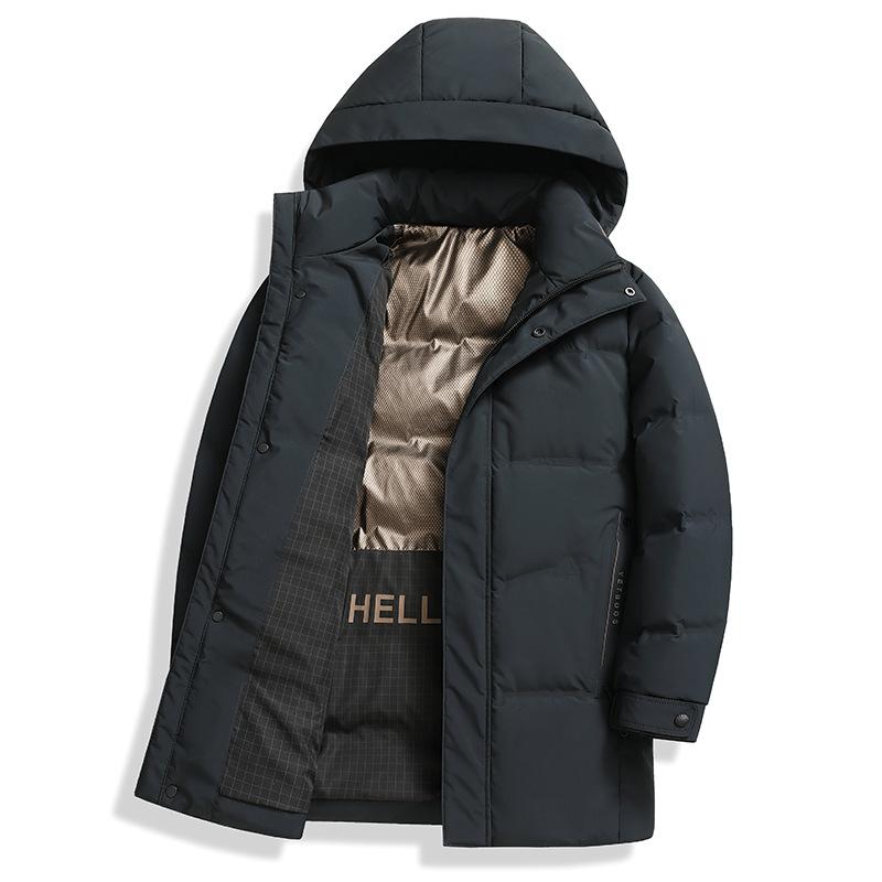 Winter Verdickte Daunenjacke für Herren Mittellange Neue Nationale Norm Weiße Entendaunen Kältefeste Lässige Daunenjacke Mit Kapuze Für Männer 4XL navy blau von Joom DACH