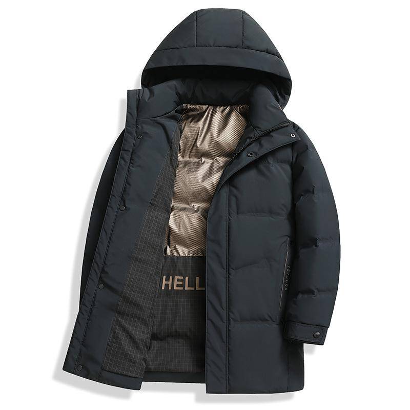 Winter Verdickte Daunenjacke für Herren Mittellange Neue Nationale Norm Weiße Entendaunen Kältefeste Lässige Daunenjacke Mit Kapuze Für Männer 4XL navy blau von Joom DACH
