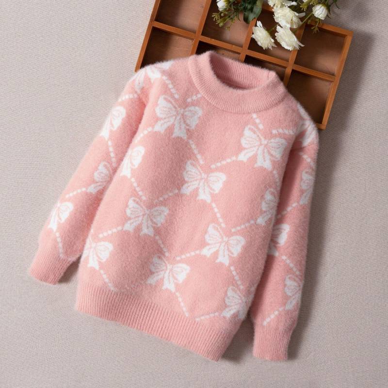 Winter Verdickter Neuer Nerz Kinderpullover Basis Mädchen Strickpullover Pullover Rundhals 140 von Joom DACH