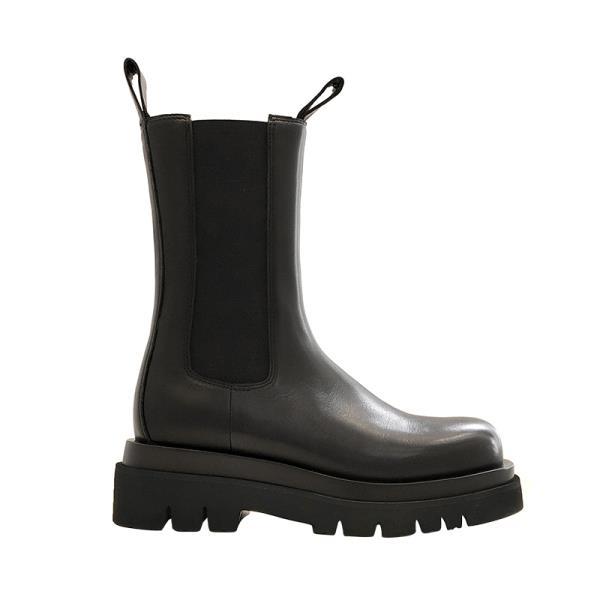 Winter Vielseitige Mid-Tube Dicke Sohle Schornstein Stiefel mit Britischen Fleece-Stiefeln für Damen in Großer Größe 43 von Joom DACH