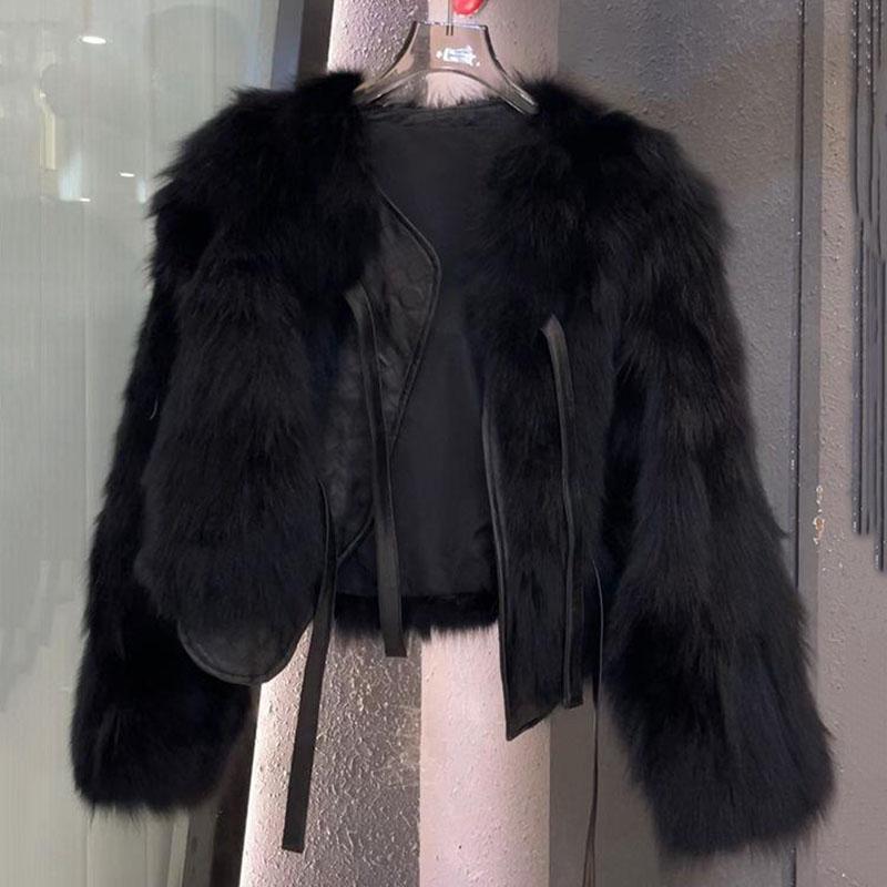 Winter Warm Gefälschte Pelzmantel für Frauen Verdicken Outwears Langarm Plüsch Jacken Weibliche 2025 M schwarz von Joom DACH