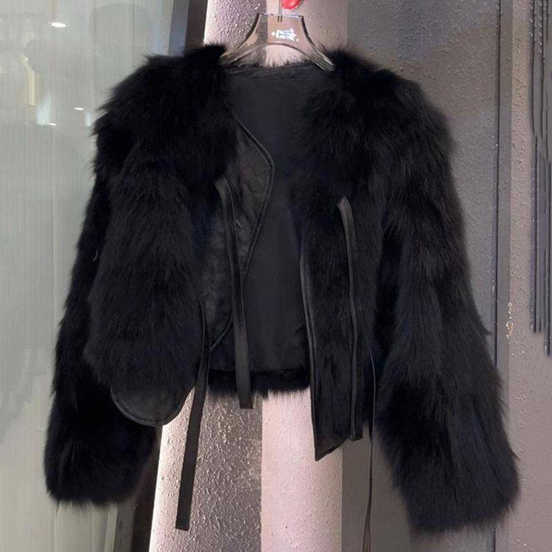 Winter Warm Gefälschte Pelzmantel für Frauen Verdicken Outwears Langarm Plüsch Jacken Weibliche 2025 M schwarz von Joom DACH