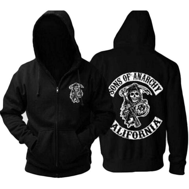 Winter Warm Hoodie Herren Verdickung Sons of Anarchy Baumwolle gepolsterte Jacke Flanell Sweatshirts XL schwarz von Joom DACH