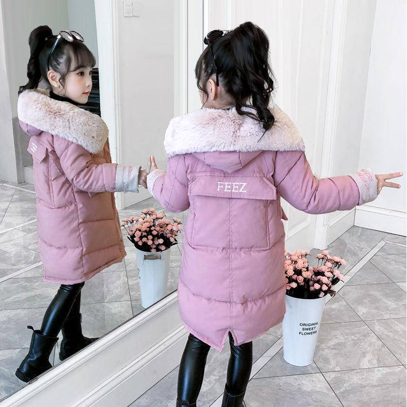 Winter Warm Plus Baumwolle Wattierte Daunen Wattierte Jacke Mädchen Winter Wattierte Jacke Gepolsterte Kinder Mittellange Wattierte Jacke Jacke 150 cm rosa von Joom DACH