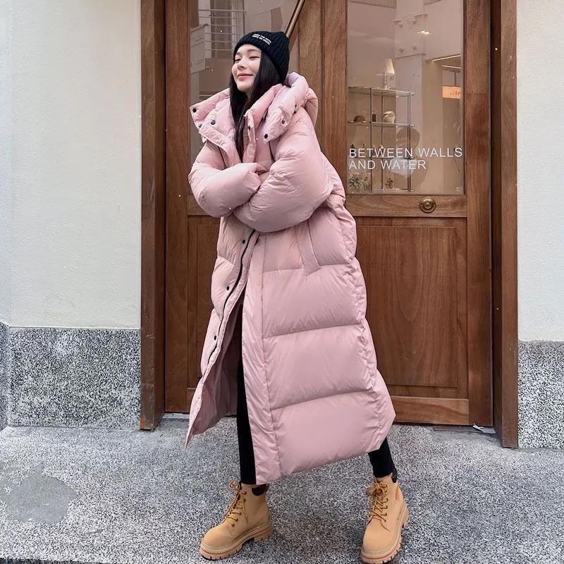 Winter Warm Rosa Kapuze Lange Damen Parkas Dick Baumwolle Gepolstert Winddicht Parcas Mantel Lässig Lose Schneebekleidung Übergroße Brotjacke Baumwolljacke XL rosa von Joom DACH