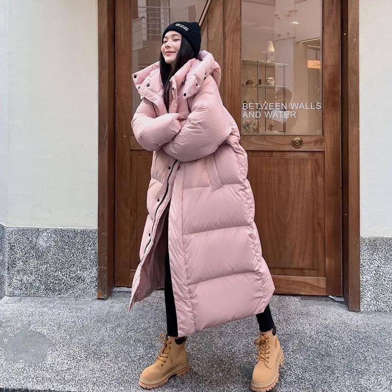 Winter Warm Rosa Kapuze Lange Damen Parkas Dick Baumwolle Gepolstert Winddicht Parcas Mantel Lässig Lose Schneebekleidung Übergroße Brotjacke Baumwolljacke XL rosa von Joom DACH