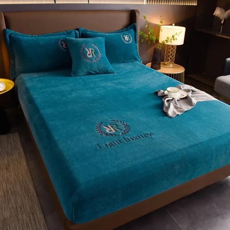 Winter Warm Unifarben Flanell Spannbettlaken Matratzenschoner Bezug King Size Doppel Milch Samt Bettlaken 90x200cm 1pc von Joom DACH