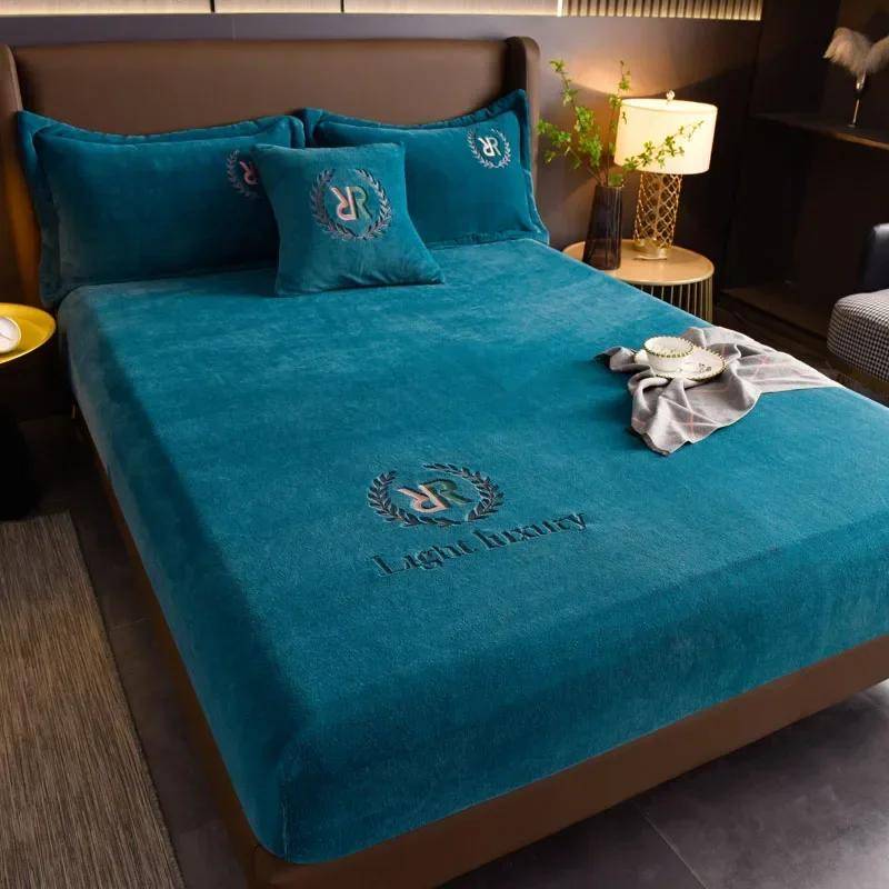 Winter Warm Unifarben Flanell Spannbettlaken Matratzenschoner Bezug King Size Doppel Milch Samt Bettlaken 90x200cm 1pc von Joom DACH