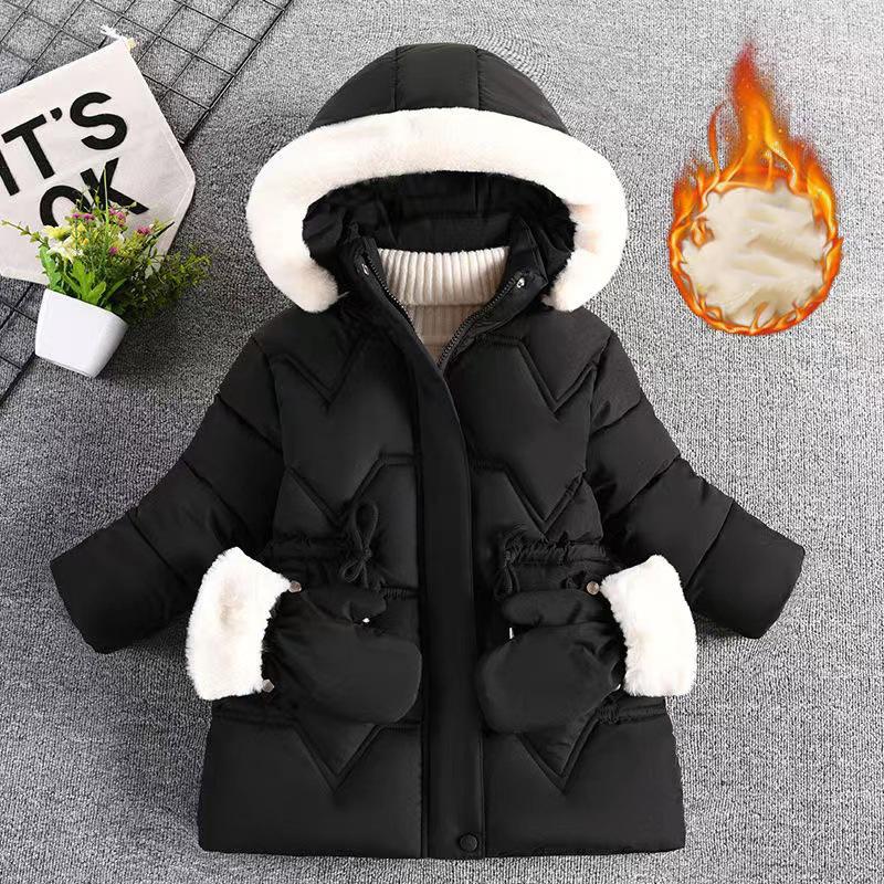 Winter Warm halten Mädchen Jacke Solide Lange Stil Mit Kapuze Windjacke Mantel für Kinder Kinder Weihnachten Oberbekleidung Kleidung 140cm schwarz von Joom DACH