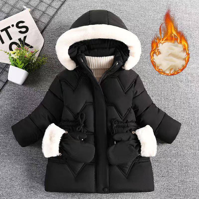 Winter Warm halten Mädchen Jacke Solide Lange Stil Mit Kapuze Windjacke Mantel für Kinder Kinder Weihnachten Oberbekleidung Kleidung 140cm schwarz von Joom DACH