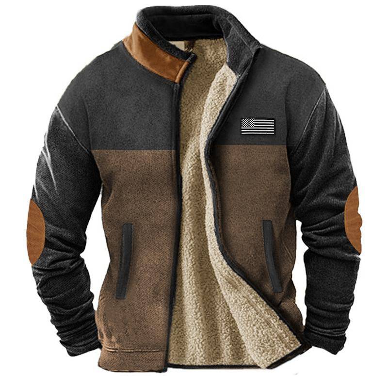 Winter Warme Jacken Männer Outdoor Doppelseitige herren Fleece Verdickt Strickjacke Reißverschluss Stehkragen Hoodie Futter Fleece Jacke 2XL braun von Joom DACH