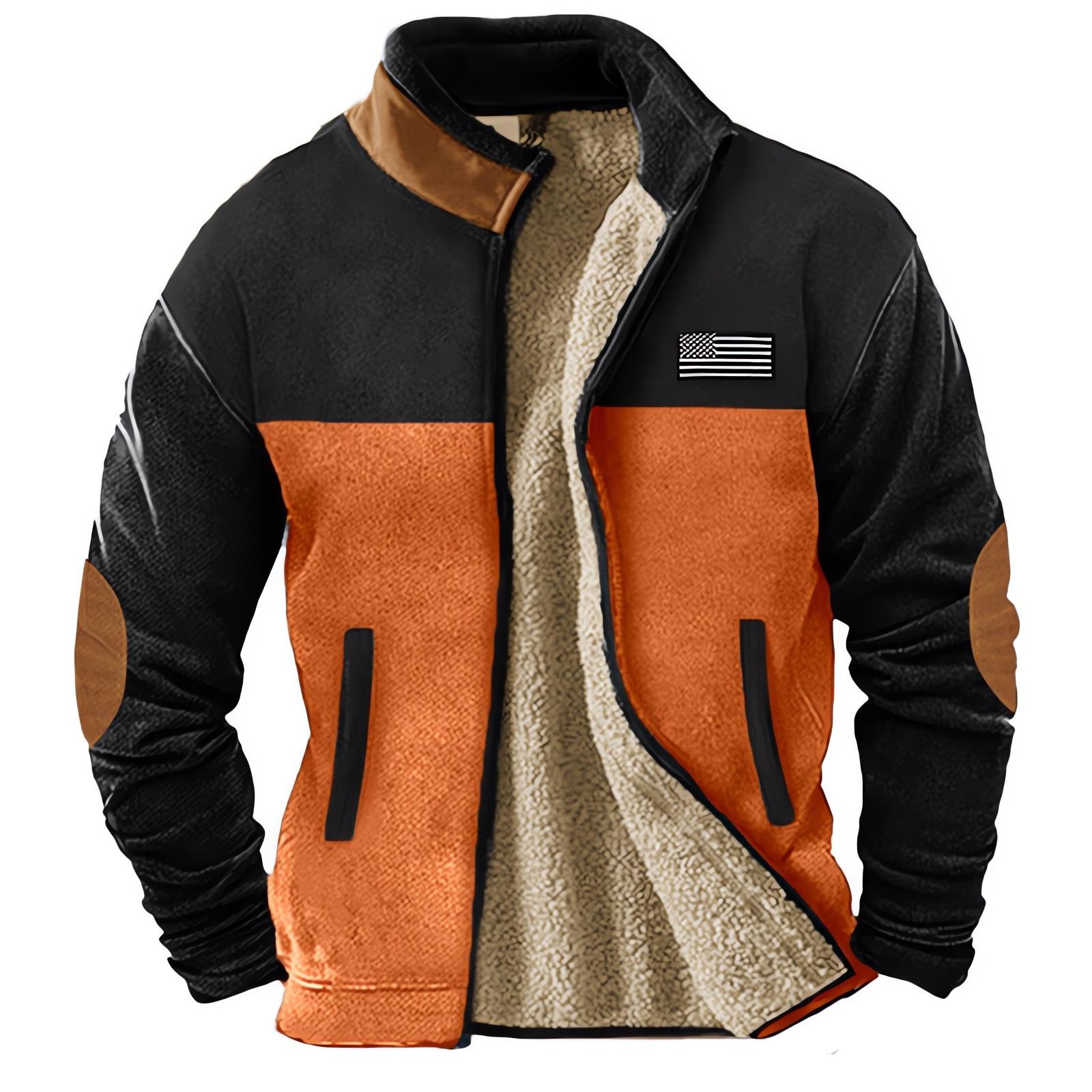 Winter Warme Jacken Männer Outdoor Doppelseitige herren Fleece Verdickt Strickjacke Reißverschluss Stehkragen Hoodie Futter Fleece Jacke L orange von Joom DACH