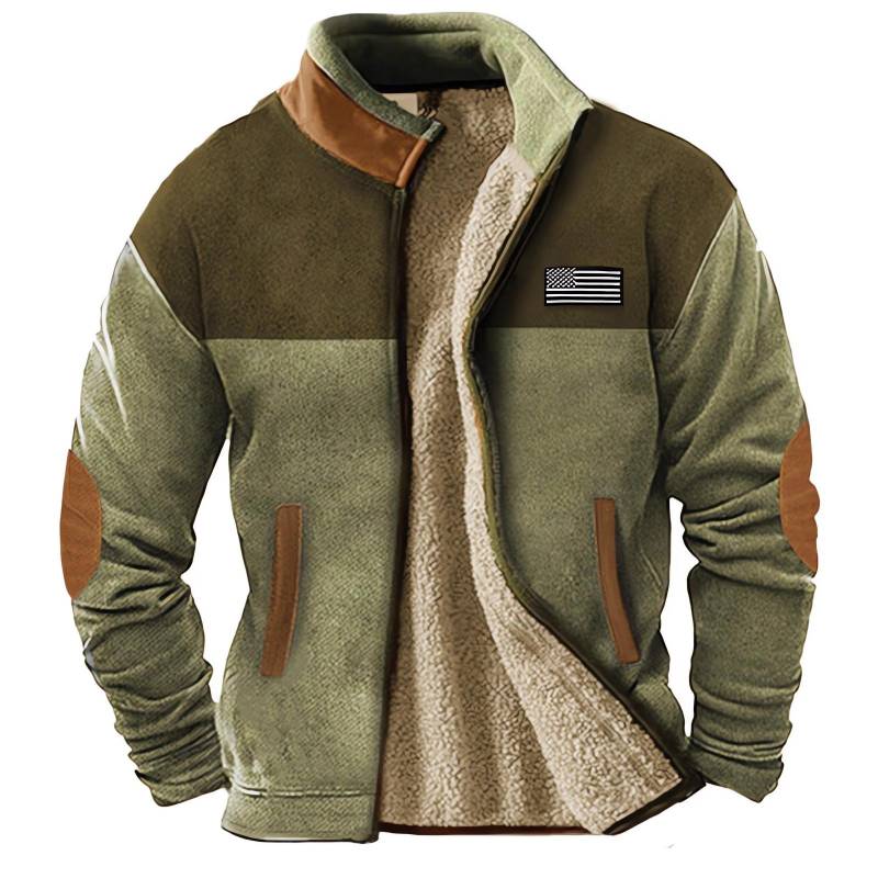 Winter Warme Jacken Männer Outdoor Doppelseitige herren Fleece Verdickt Strickjacke Reißverschluss Stehkragen Hoodie Futter Fleece Jacke M armee grüne von Joom DACH