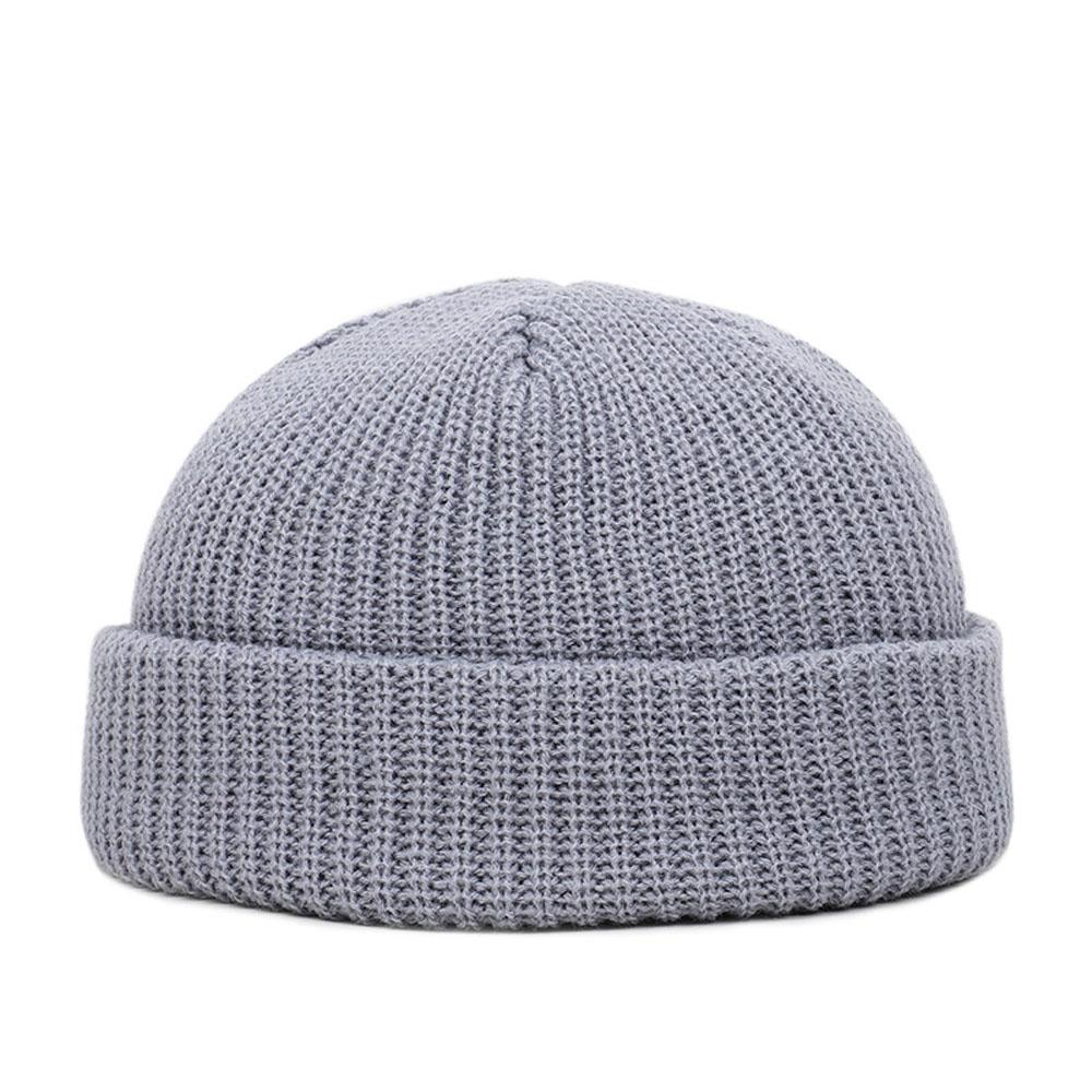Winter Warme Mützen Casual Kurze Gewinde Hip Hop Hut Erwachsene Männer Weibliche Wolle Gestrickte Schädel Kappe Elastische Unisex One Size licht grau von Joom DACH