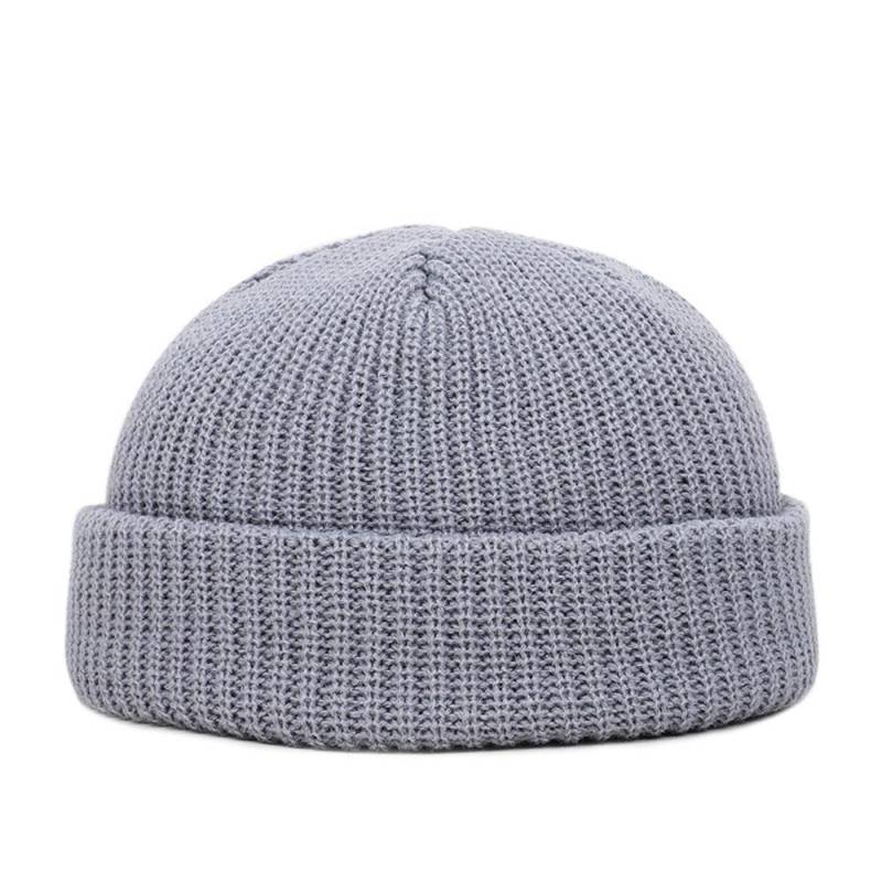 Winter Warme Mützen Casual Kurze Gewinde Hip Hop Hut Erwachsene Männer Weibliche Wolle Gestrickte Schädel Kappe Elastische Unisex One Size licht grau von Joom DACH