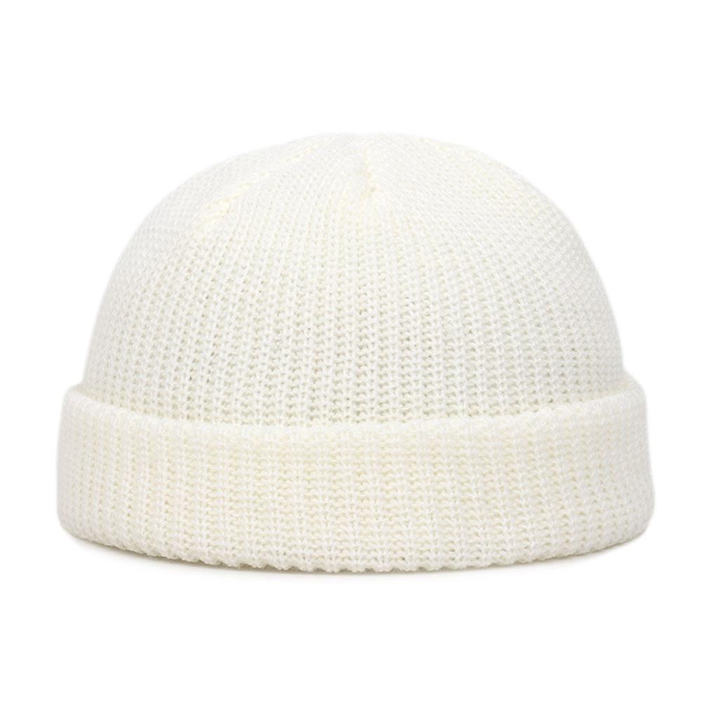 Winter Warme Mützen Casual Kurze Gewinde Hip Hop Hut Erwachsene Männer Weibliche Wolle Gestrickte Schädel Kappe Elastische Unisex One Size weiß von Joom DACH