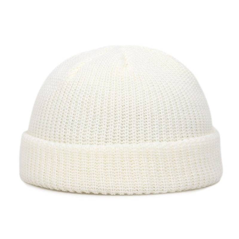 Winter Warme Mützen Casual Kurze Gewinde Hip Hop Hut Erwachsene Männer Weibliche Wolle Gestrickte Schädel Kappe Elastische Unisex One Size weiß von Joom DACH