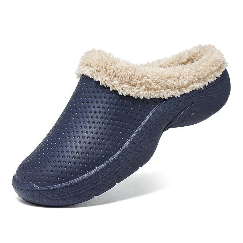 Winter Warme Pelz Hause Hausschuhe Frauen Baumwolle Schuhe Männer Dicke Plattform Plüsch Hausschuhe EVA Nicht-Slip Innen Weiche Rutschen 40 blau von Joom DACH