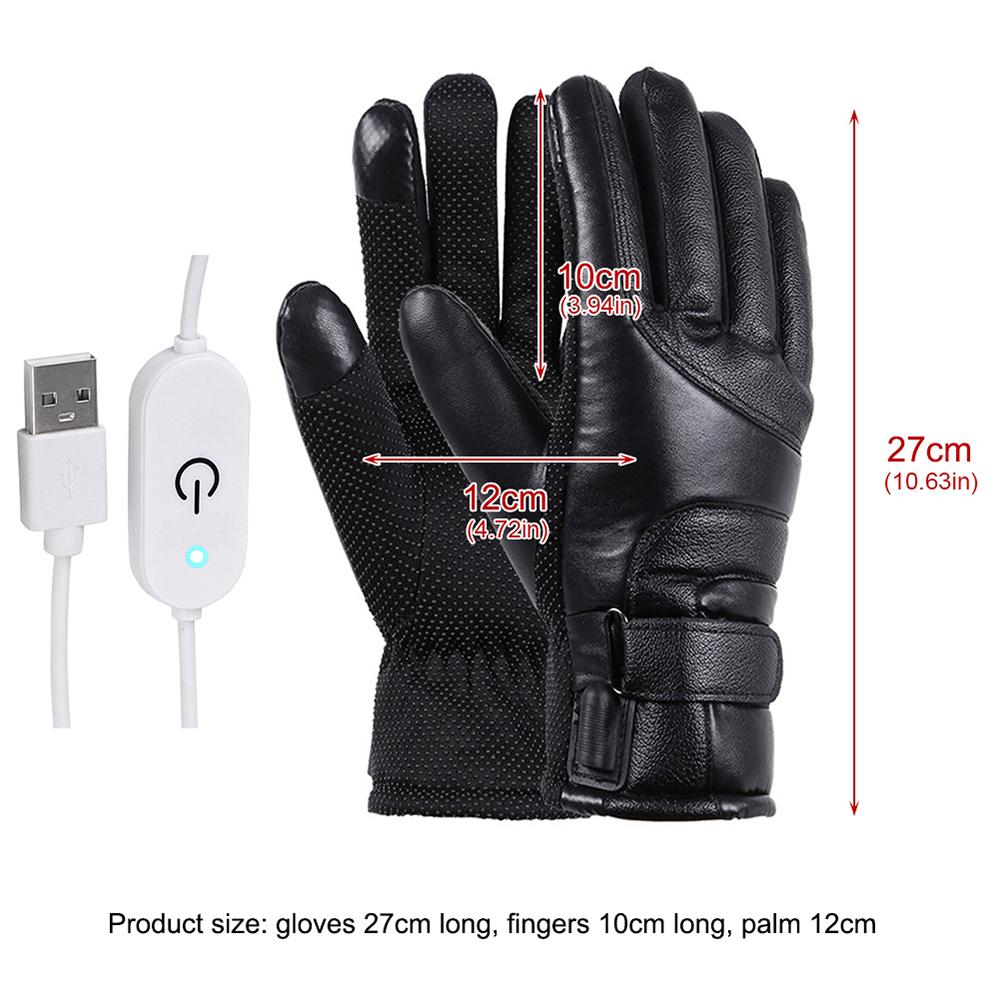 Winter Warme Vollfinger USB Elektrische Wärmehandschuhe für Herren Damen Wasserdicht Winddicht Radfahren Outdoor-Sport PU Lederhandschuhe von Joom DACH