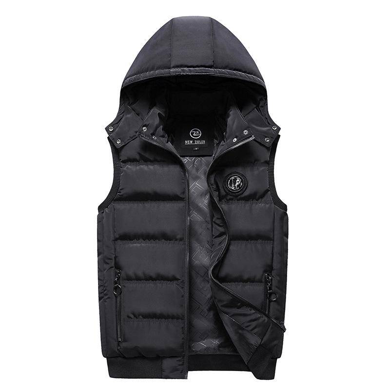 Winter Warme Weste Männer Baumwolle Mit Kapuze Jacke Männlich Zipper Weste Herbst Männlich XXXL schwarz von Joom DACH