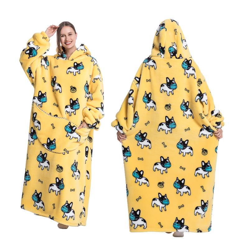 Winter Warmer Fleece-Kapuzenmantel für Damen, 140 cm, übergroße Decke mit Ärmeln, Fleece, warme Kapuzenpullover, Sweatshirts, Damen, Kapuzenmantel One Size von Joom DACH