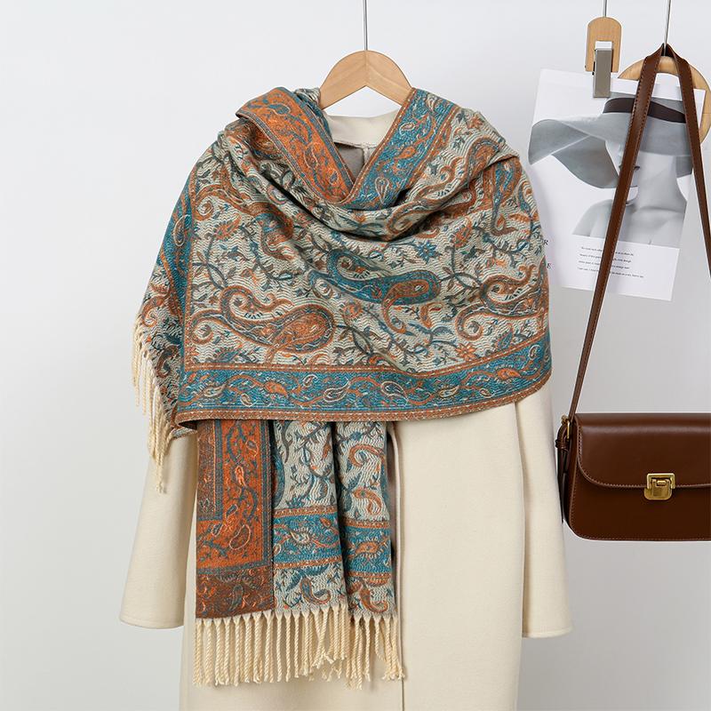 Winter Warmer Kaschmirschal für Frauen Luxusdruck Pashmina Schal Wickelhalstuch Weibliches Bufanda Echarpe Design Stirnband von Joom DACH