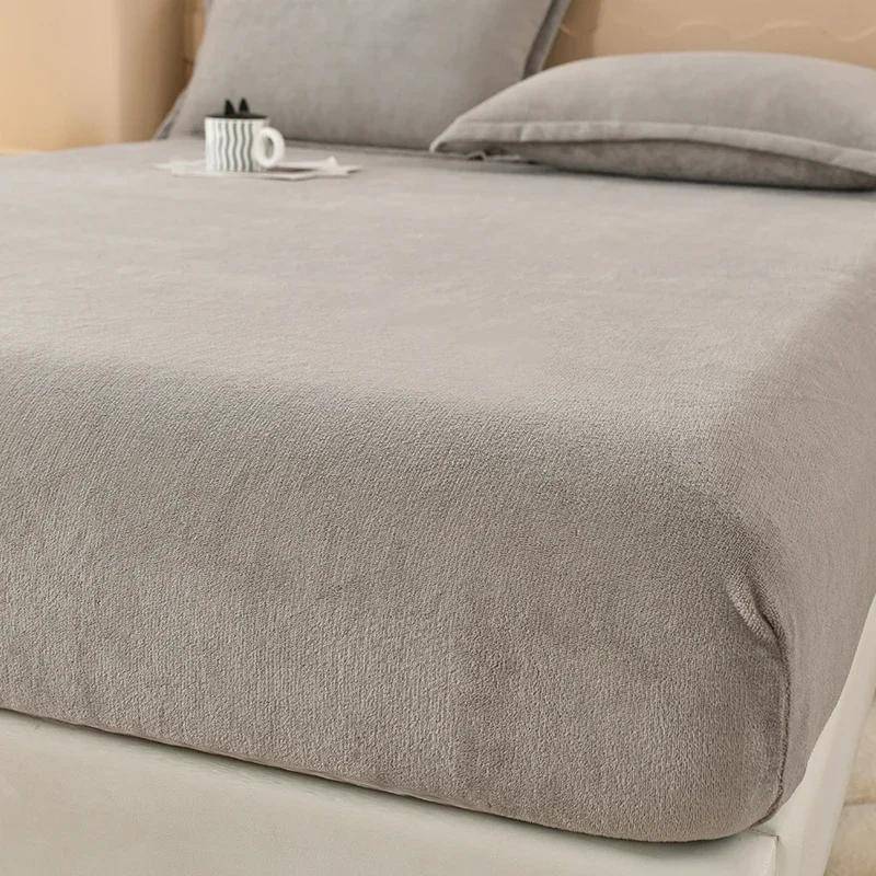 Winter Warmes Spannbettlaken Sterne Bedruckt Flanellfleece Bettlaken für Doppelbett Queen/King Size All-inclusive Matratzenbezug 180 200x220x25cm 1pc von Joom DACH
