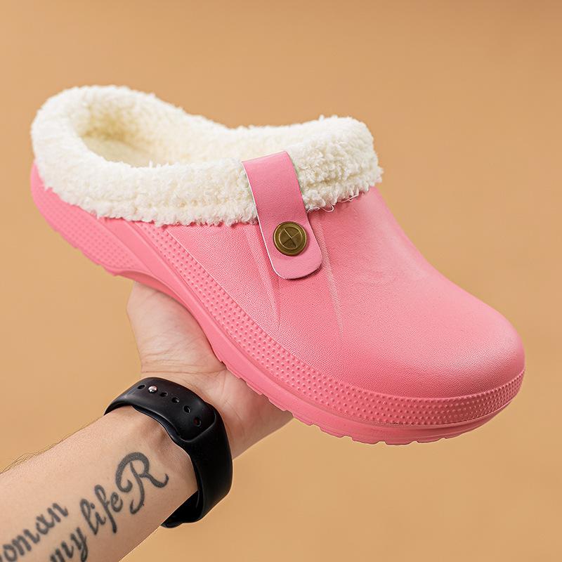Winter Wasserdicht Garten Herren Damen Zuhause Fell Clogs Weiche Hausschuhe Schlafzimmer Flauschige Schuhe Innen Außen Übergröße 42 rosa von Joom DACH