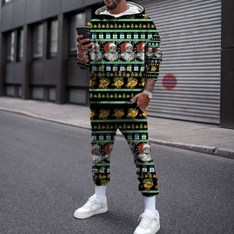 Winter Weihnachten Männer Frauen Hoodies Set Streetwear Casual Pullover Anzug Lose Jogging Trainingsanzug 3D Gedruckt Sweatshirts + Lange Hosen S von Joom DACH