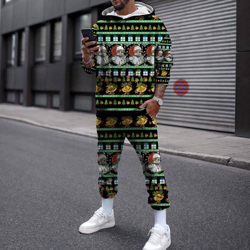 Winter Weihnachten Männer Frauen Hoodies Set Streetwear Casual Pullover Anzug Lose Jogging Trainingsanzug 3D Gedruckt Sweatshirts + Lange Hosen S von Joom DACH