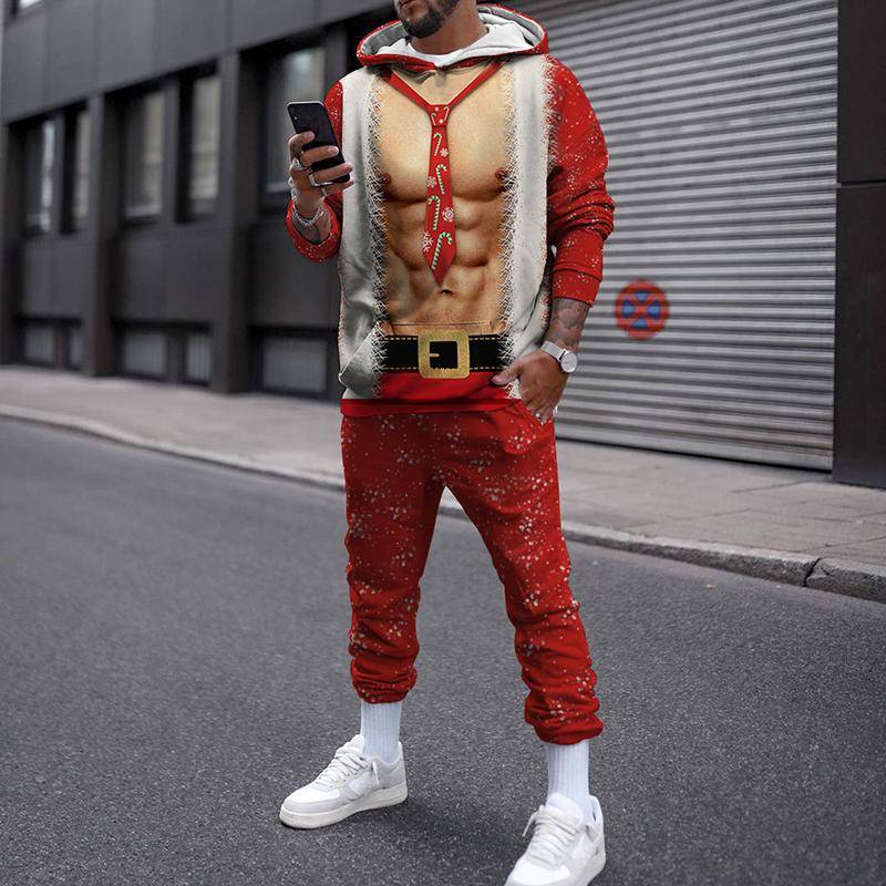 Winter Weihnachten Männer Frauen Hoodies Set Streetwear Casual Pullover Anzug Lose Jogging Trainingsanzug 3D Gedruckt Sweatshirts + Lange Hosen XL von Joom DACH