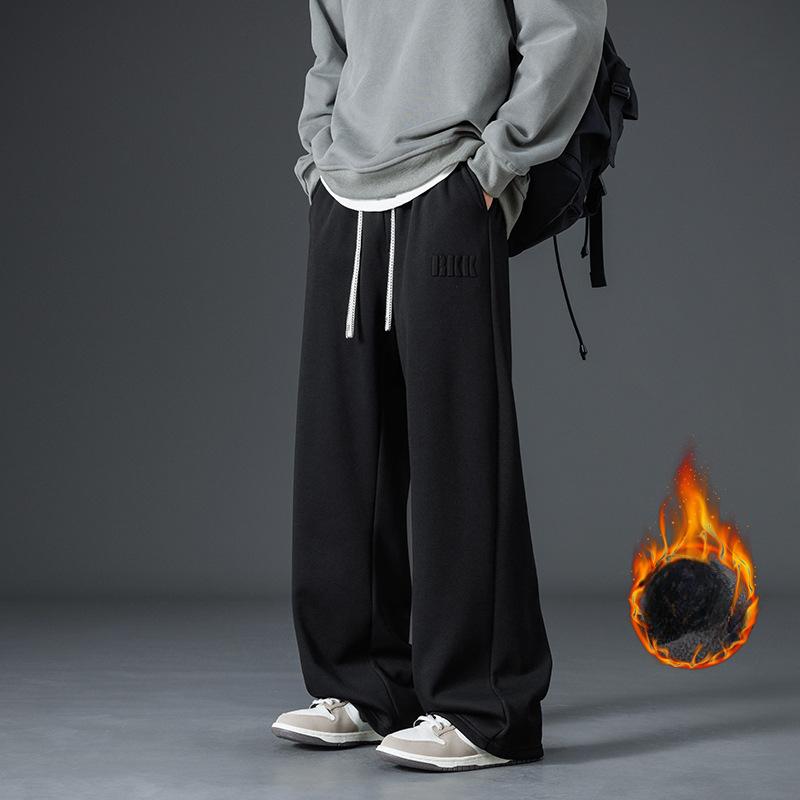 Winter dicke warme Wolle Übergröße Sporthose Herren weites Bein locker sportlich lässig Baumwolle gerade Jogginghose 8XL schwarz von Joom DACH