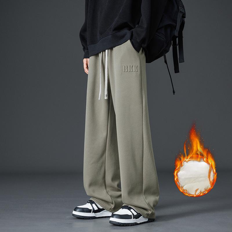 Winter dicke warme Wolle Übergröße Sporthose Herren weites Bein locker sportlich lässig Baumwolle gerade Jogginghose 8XL armee grüne von Joom DACH