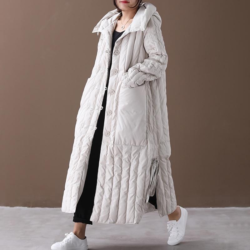 Winter frauen Mantel Lange Lose Übergröße Plus 3XL Jacke Weibliche Mit Kapuze Gepolsterte Kleidung Große Tasche Parkas Verdicken Qualität Bluse XXL von Joom DACH