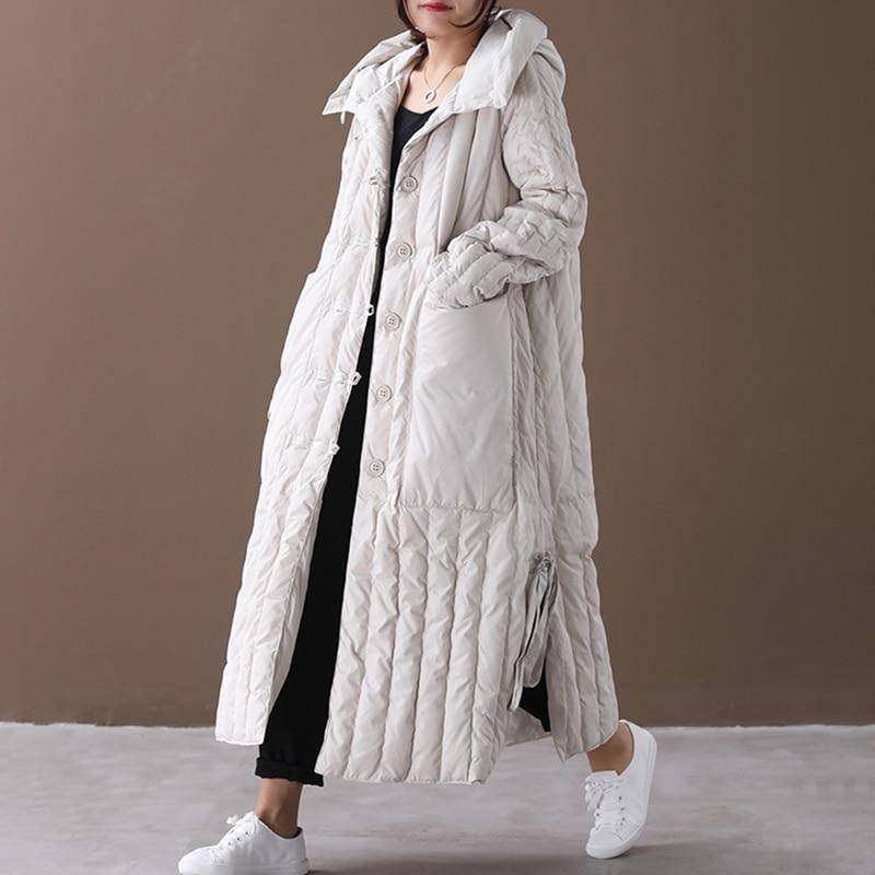 Winter frauen Mantel Lange Lose Übergröße Plus 3XL Jacke Weibliche Mit Kapuze Gepolsterte Kleidung Große Tasche Parkas Verdicken Qualität Bluse XXL von Joom DACH