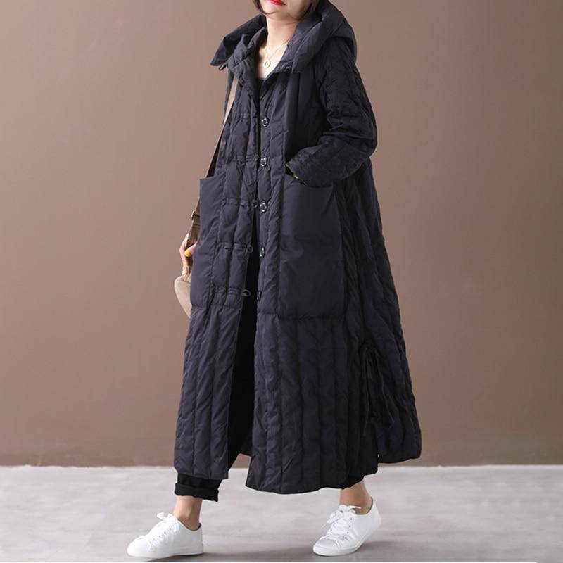 Winter frauen Mantel Lange Lose Übergröße Plus 3XL Jacke Weibliche Mit Kapuze Gepolsterte Kleidung Große Tasche Parkas Verdicken Qualität Bluse XXL von Joom DACH