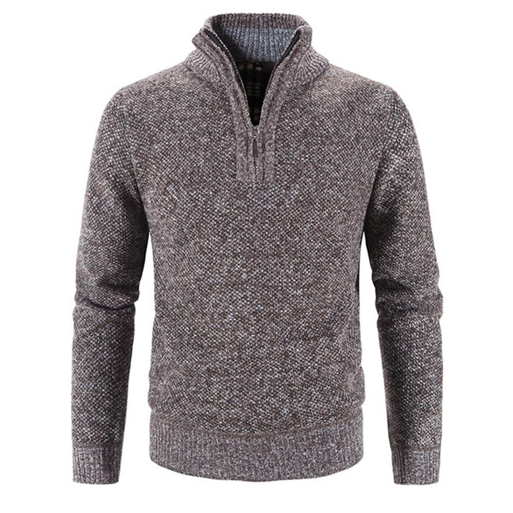 Winter herren Fleece Dicker Pullover Halb Zipper Rollkragen Warme Pullover Qualität Männlich Schlank Gestrickte Wolle Pullover L braun von Joom DACH