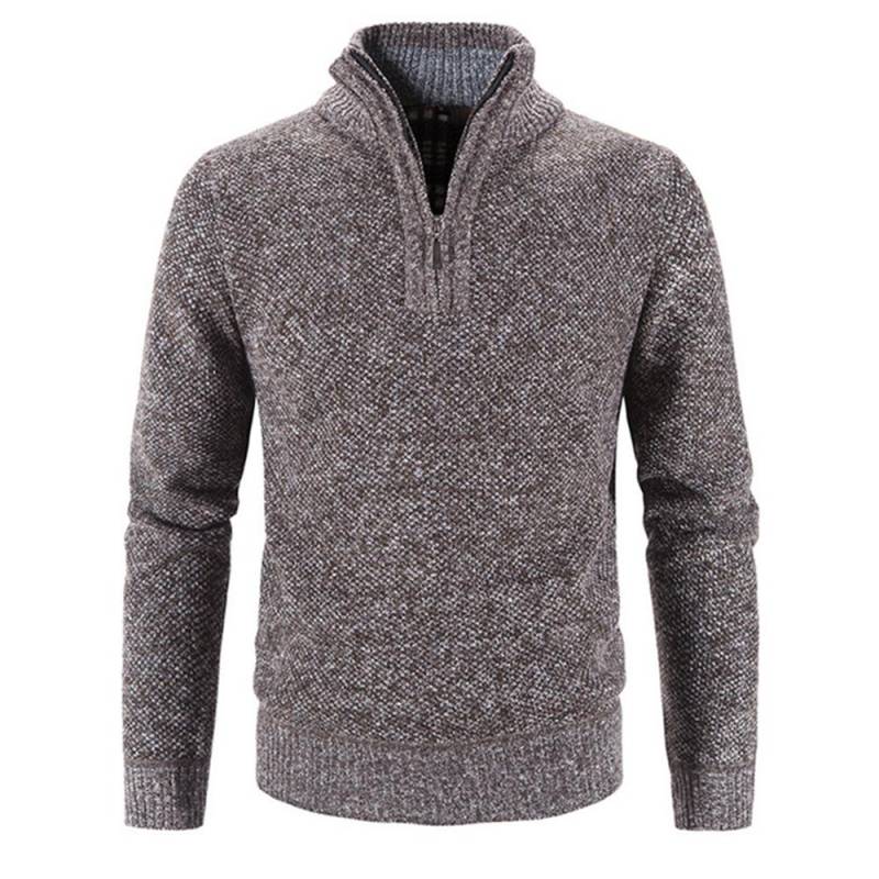 Winter herren Fleece Dicker Pullover Halb Zipper Rollkragen Warme Pullover Qualität Männlich Schlank Gestrickte Wolle Pullover L braun von Joom DACH