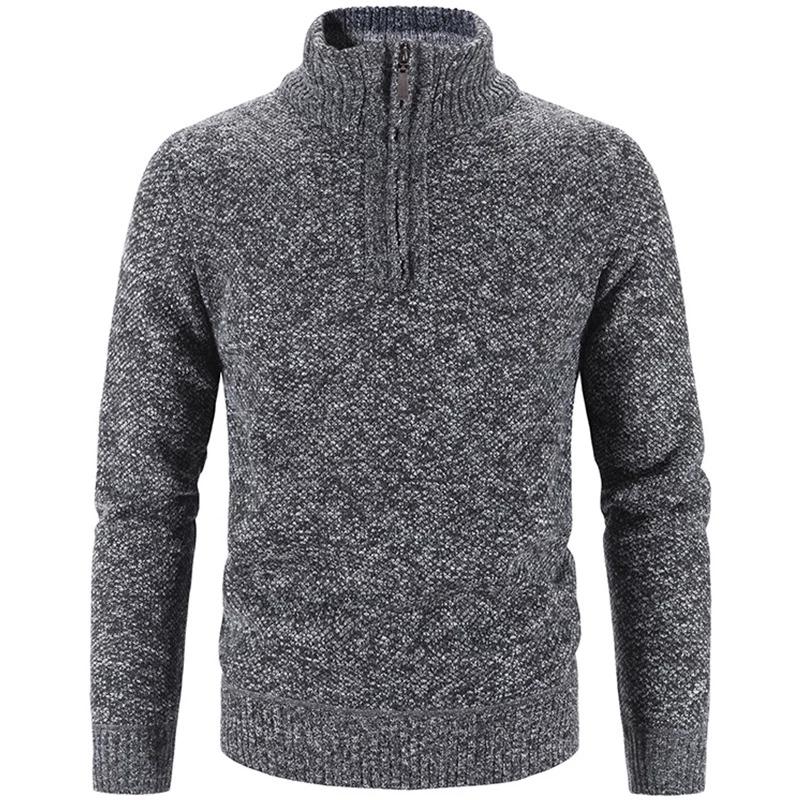 Winter herren Fleece Dicker Pullover Halb Zipper Rollkragen Warme Pullover Qualität Männlich Schlank Gestrickte Wolle Pullover L dunkelgraue von Joom DACH