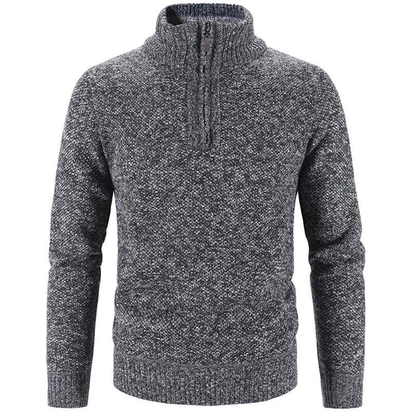 Winter herren Fleece Dicker Pullover Halb Zipper Rollkragen Warme Pullover Qualität Männlich Schlank Gestrickte Wolle Pullover XXXL dunkelgraue von Joom DACH