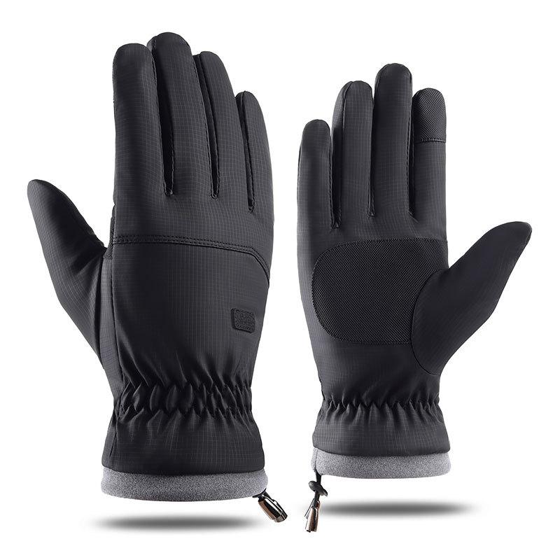 Winter kältebeständige Skihandschuhe Herren winddicht wasserdicht warm halten Handschuhe Touchscreen rutschfeste weiche Flusenhandschuhe one size schwarz von Joom DACH