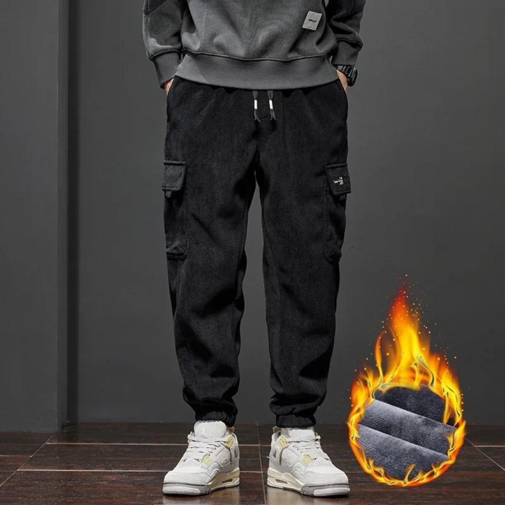 Winter männer Fleece Warme Casual Hosen Jogging Jogginghose Männliche Hosen Lose Streetwear Harem Hosen für Männer 4XL schwarz von Joom DACH