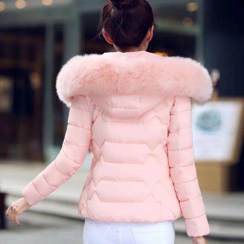 Winter und Herbst Winter Short Style Damen tragen Parkas Outwear Damen Mäntel Künstlicher Waschbärpelzkragen Winterjacke XL rosa von Joom DACH