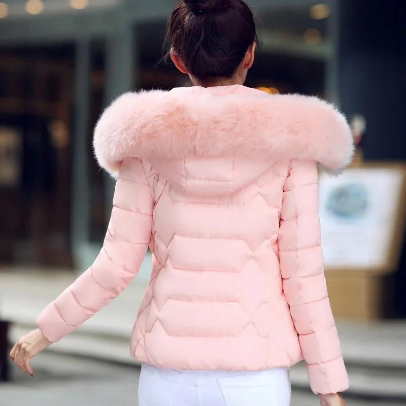 Winter und Herbst Winter Short Style Damen tragen Parkas Outwear Damen Mäntel Künstlicher Waschbärpelzkragen Winterjacke XXL rosa von Joom DACH