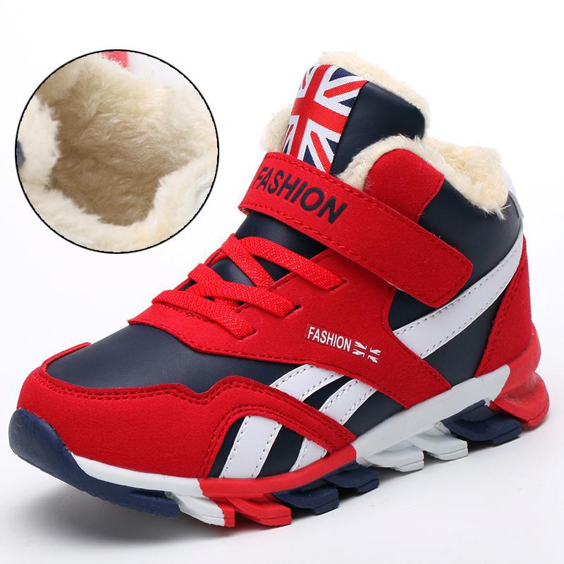 Winter warme und wasserdichte Jungen Sportschuhe Mädchen Freizeitschuhe Schneestiefel 36 rot von Joom DACH