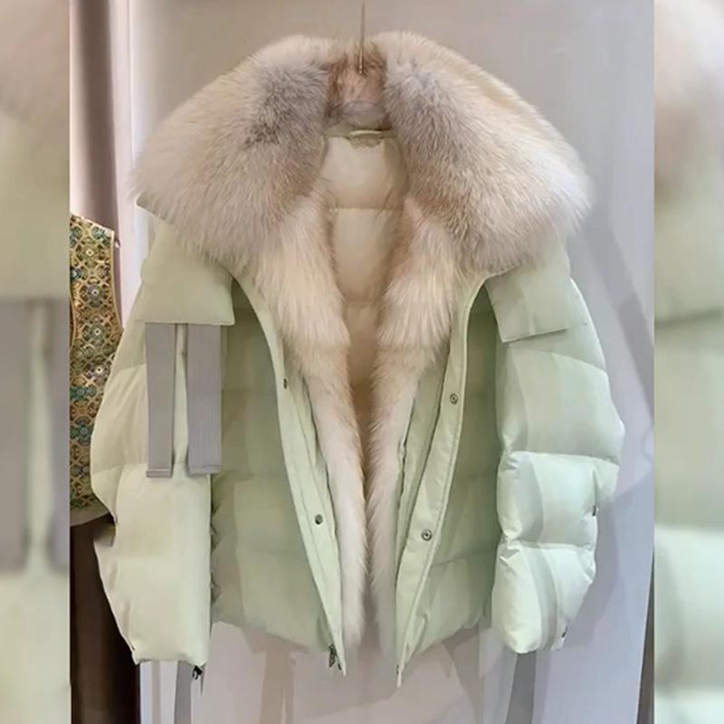 Wintergrüner kurzer abnehmbarer Kunstpelzmantel Damen Daunenjacke High-End Modische Oberbekleidung L von Joom DACH