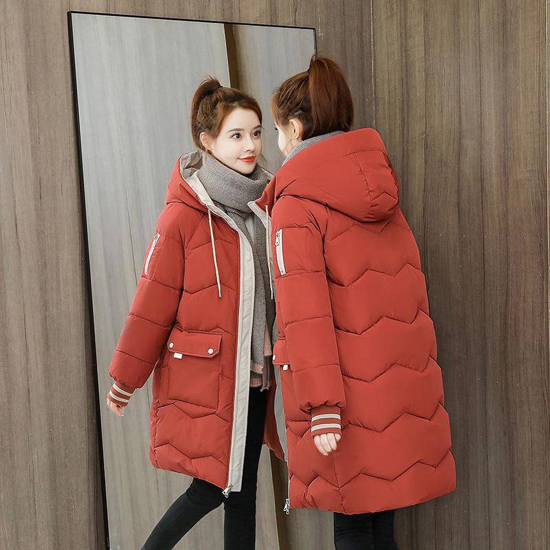 Winterjacke Damen Mäntel Lange Parkerjacke Damen Daunen Baumwolle Kapuzenmantel Dicke Warme Jacken Winddicht Casual Student Mantel XXXXL rot von Joom DACH