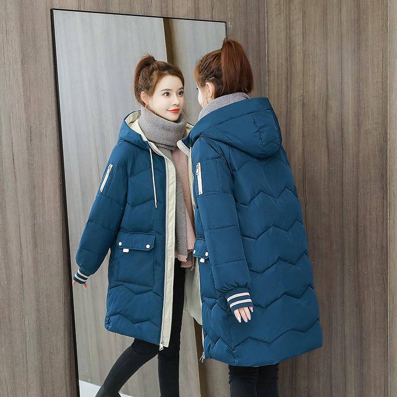 Winterjacke Damen Mäntel Lange Parkerjacke Damen Daunen Baumwolle Kapuzenmantel Dicke Warme Jacken Winddicht Casual Student Mantel XXXXL blau von Joom DACH
