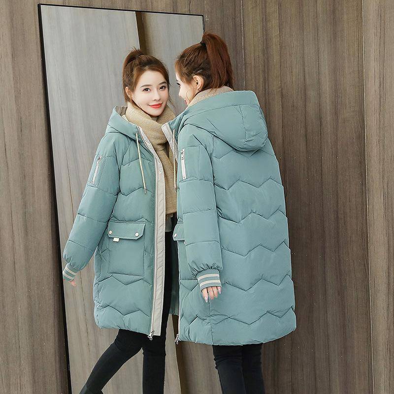 Winterjacke Damen Mäntel Lange Parkerjacke Damen Daunen Baumwolle Kapuzenmantel Dicke Warme Jacken Winddicht Casual Student Mantel XXXXL grün von Joom DACH